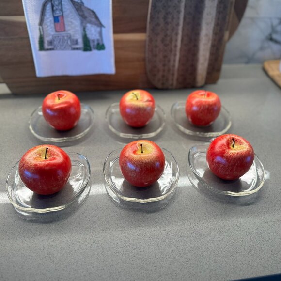 Hazel Atlas Orchard Apple Snack Plates – Vintage Mid-Century - Set of 6 - Picture 8 of 10